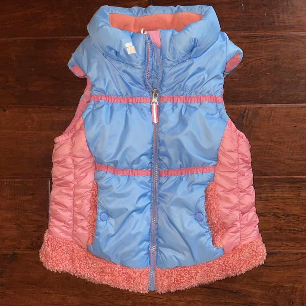 Obermeyer Puffer Vest Quilted‎ Insulated Winter Vest Blue Pink Girls Size
